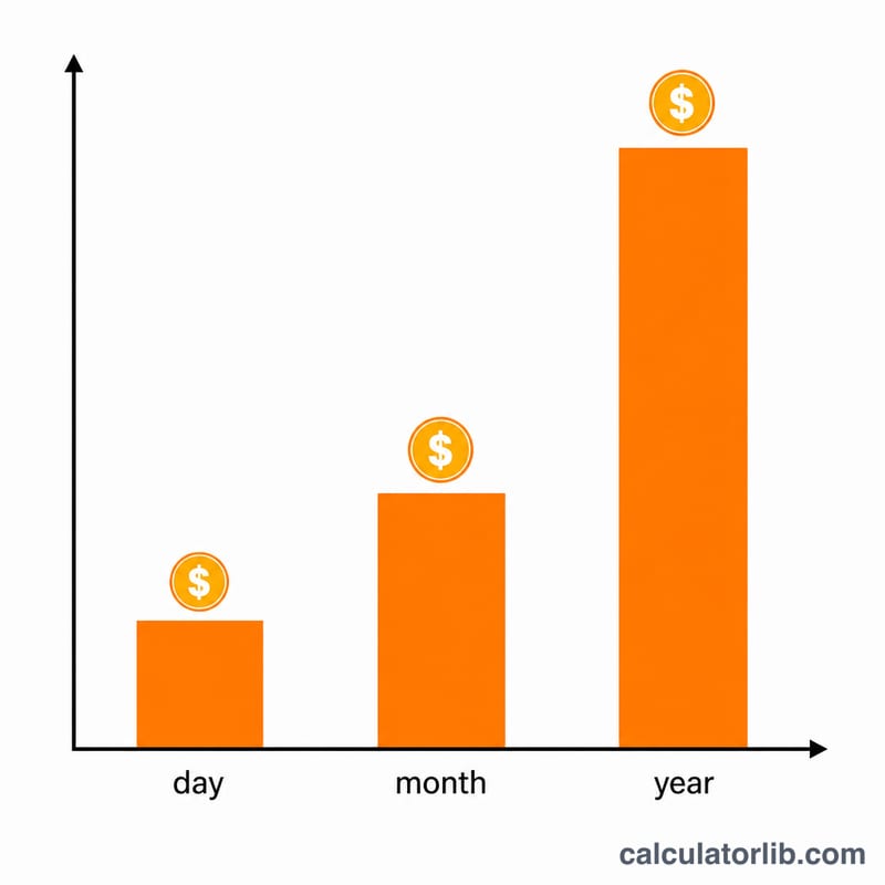 Bar chart comparing daily, monthly and yearly mining electricity cost