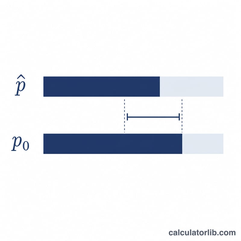 Two bars showing observed sample proportion versus hypothesized proportion