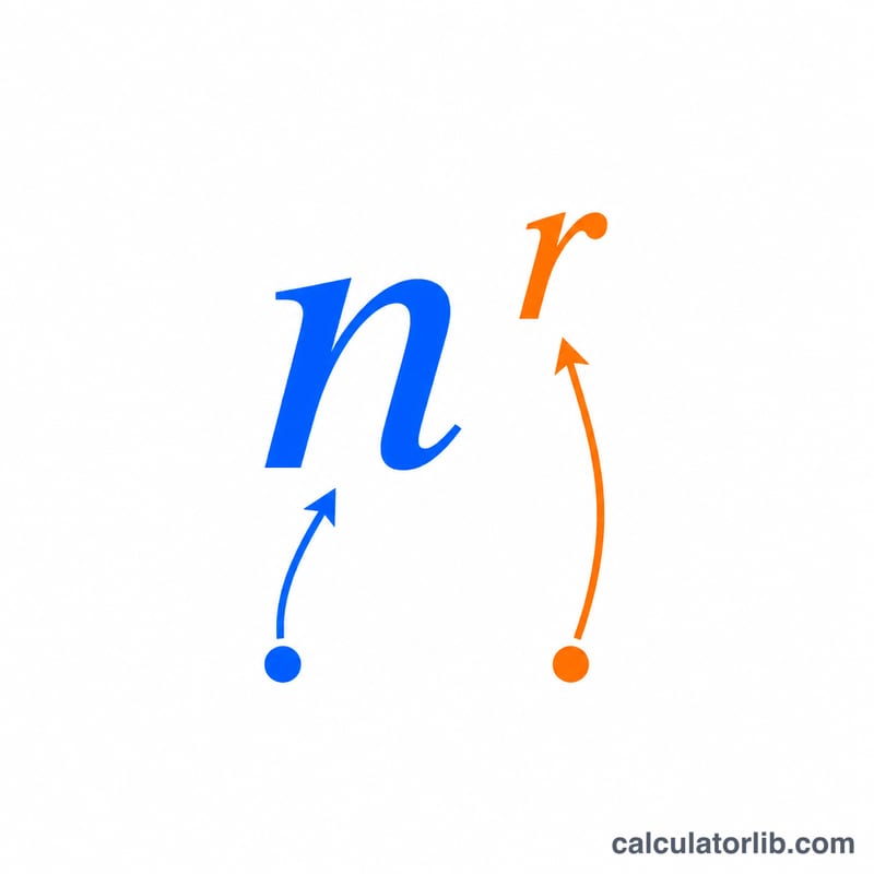 公式 P 等於 n 的 r 次方，拆分為底數和指數