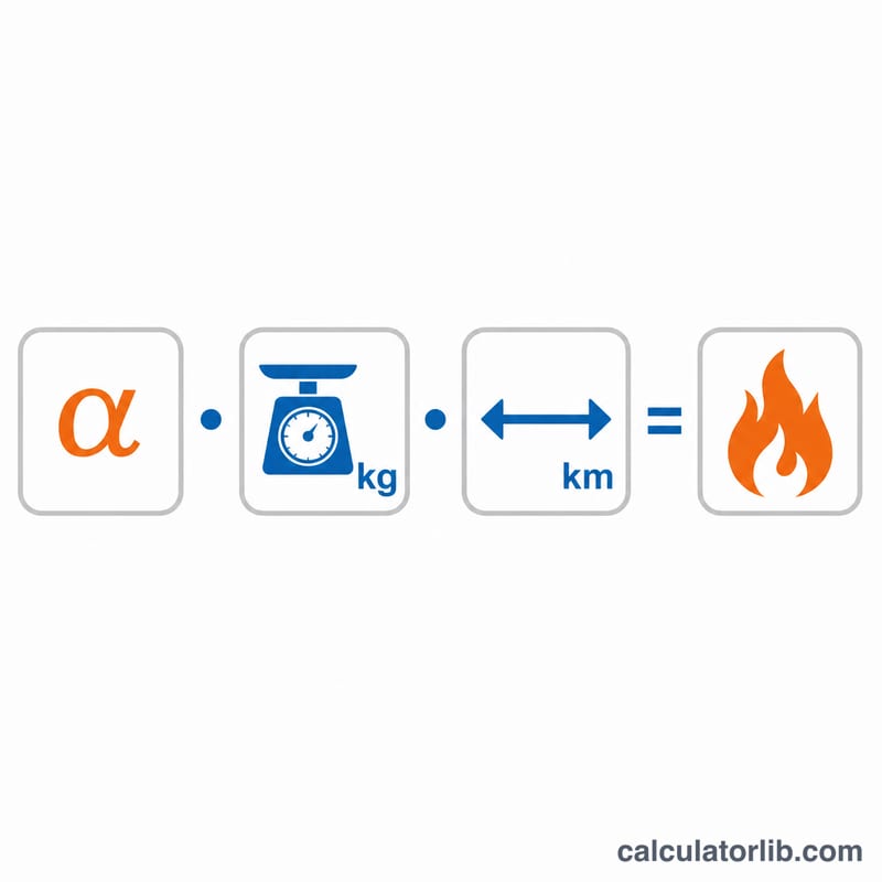 Sơ đồ công thức nhân hằng số, cân nặng và quãng đường để ra kilocalo