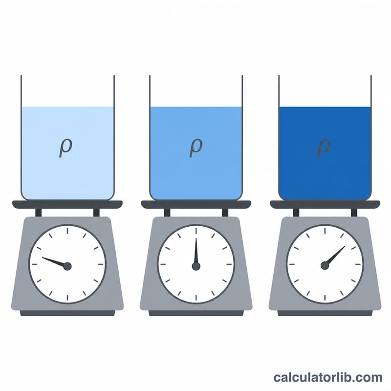 Bar comparison of equal volumes of different materials having different weights