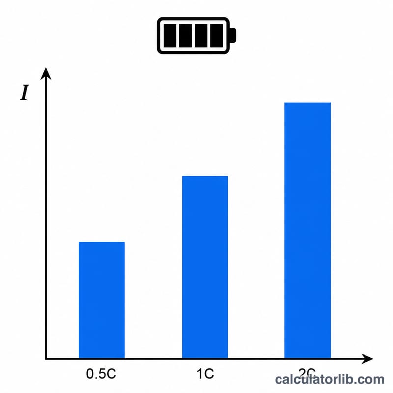 Bar comparison of discharge current at different C-rates for the same battery