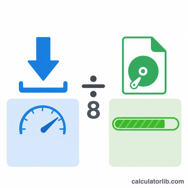 Conversion flow from Mbps internet speed to MB/s download speed