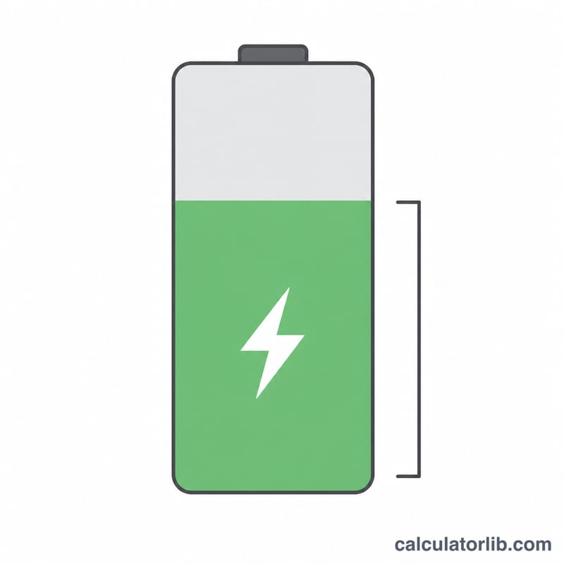 Battery illustration showing usable capacity versus total capacity governed by depth of discharge