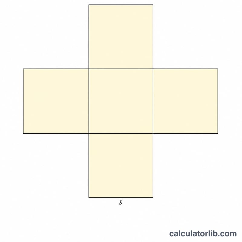 Unfolded cube net showing six identical square faces