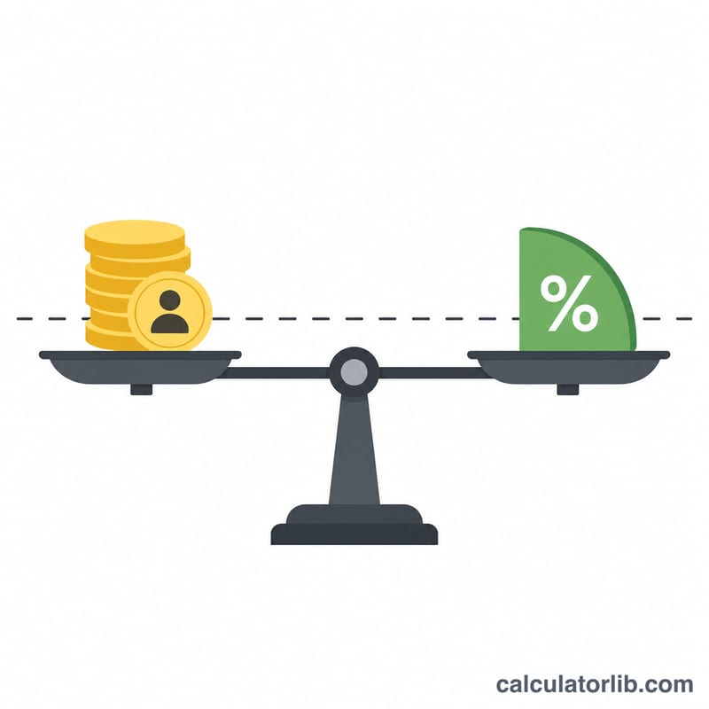 Balanced scale comparing cost per acquisition against profit per order at the break-even point