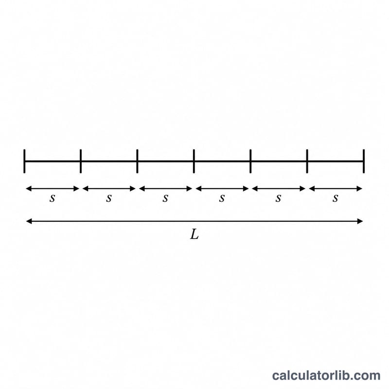 Diagram showing bar spacing s along a span L with bars at each end
