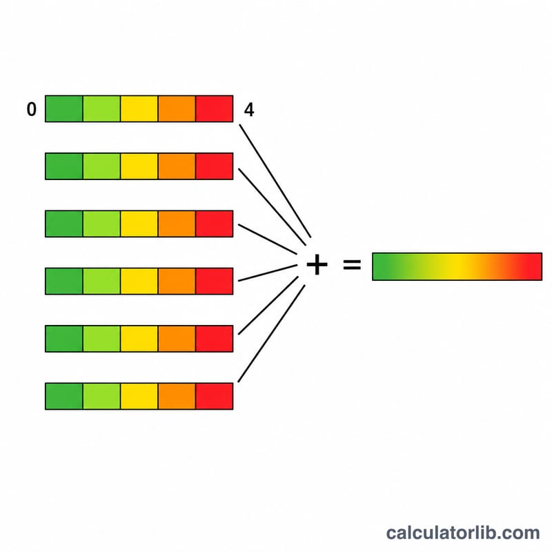 Each organ subscore scaled from 0 to 4 combining into a total