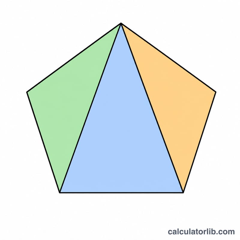 Regular pentagon divided into three triangles from one vertex