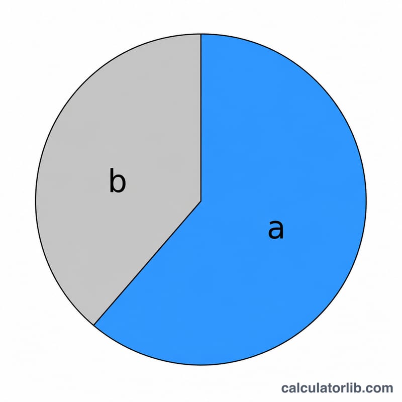 Pie chart showing favorable slice a out of total a+b