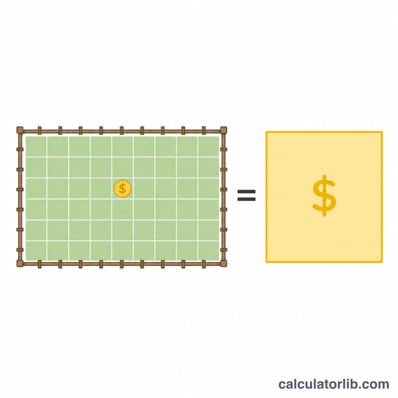 Visual breakdown of fence area multiplied by cost per square foot