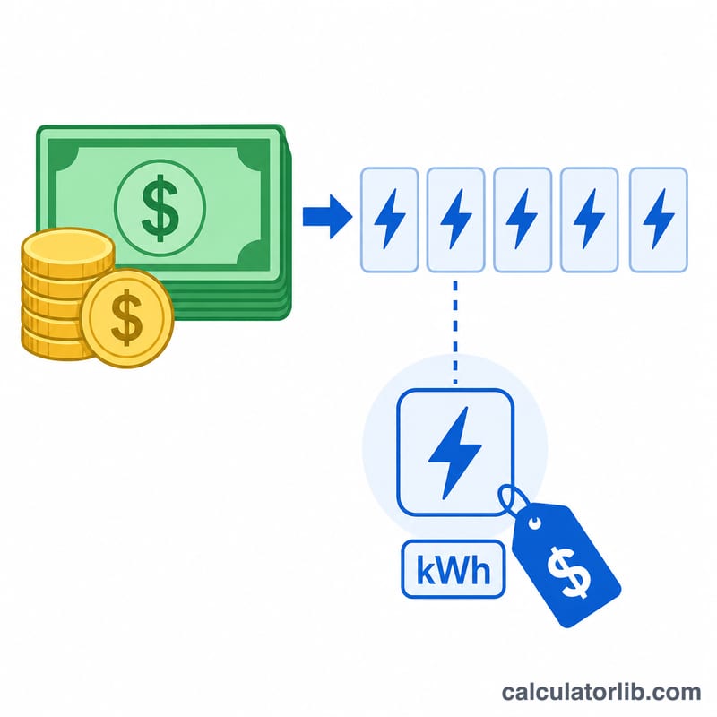 Bar showing example monthly bill split over kilowatt-hours to find per-unit rate