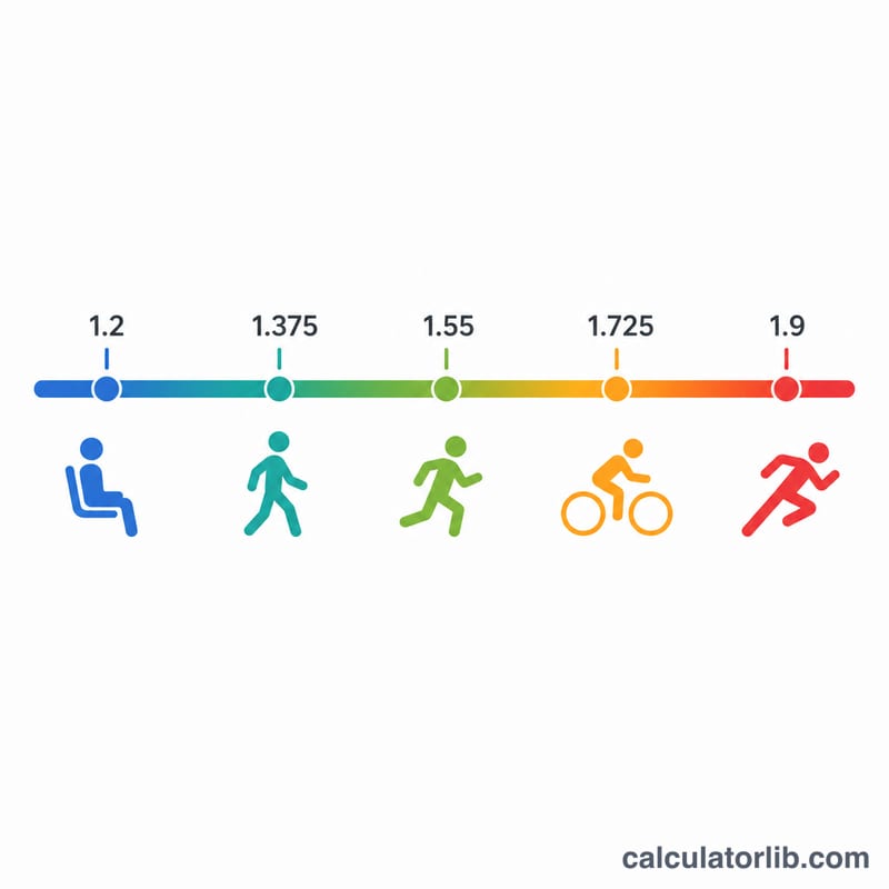 Activity multiplier scale from sedentary to very active