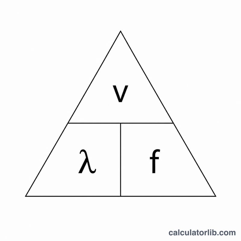 Triangle relationship diagram linking wavelength, velocity, and frequency