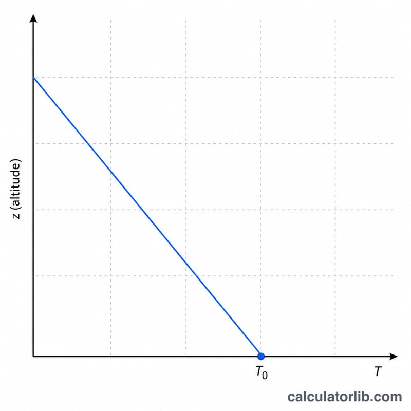Graph of air temperature decreasing linearly with altitude