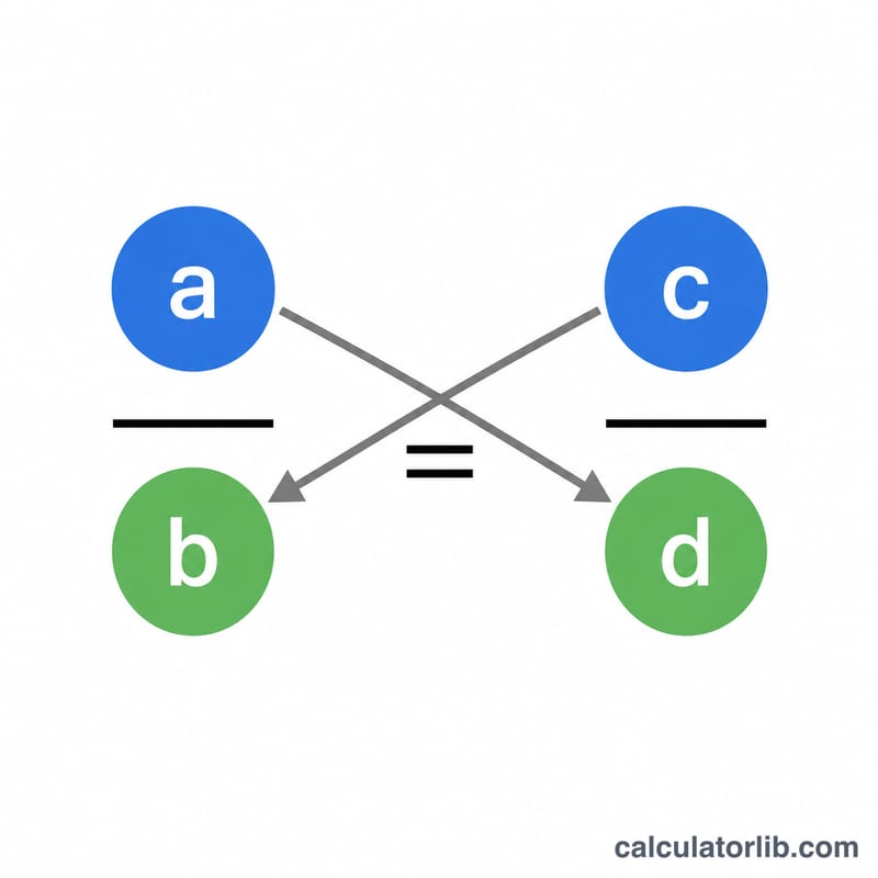 Cross multiplication diagram showing arrows crossing between the two fractions