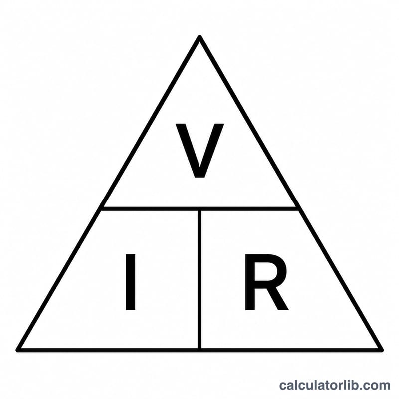 Ohm's Law triangle showing V over I and R