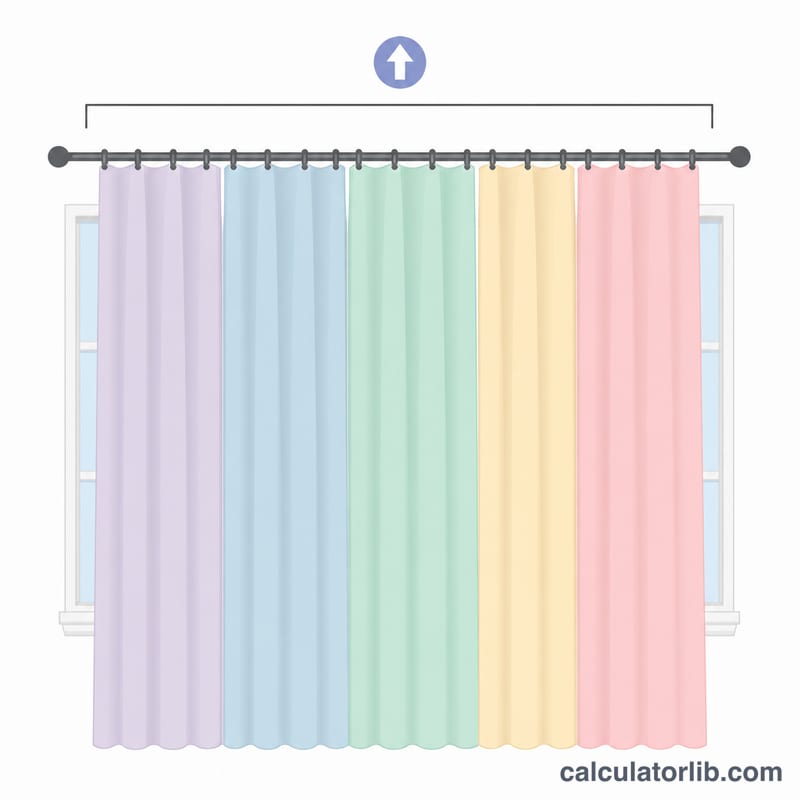 Worked example showing a window divided into the required number of curtain panels