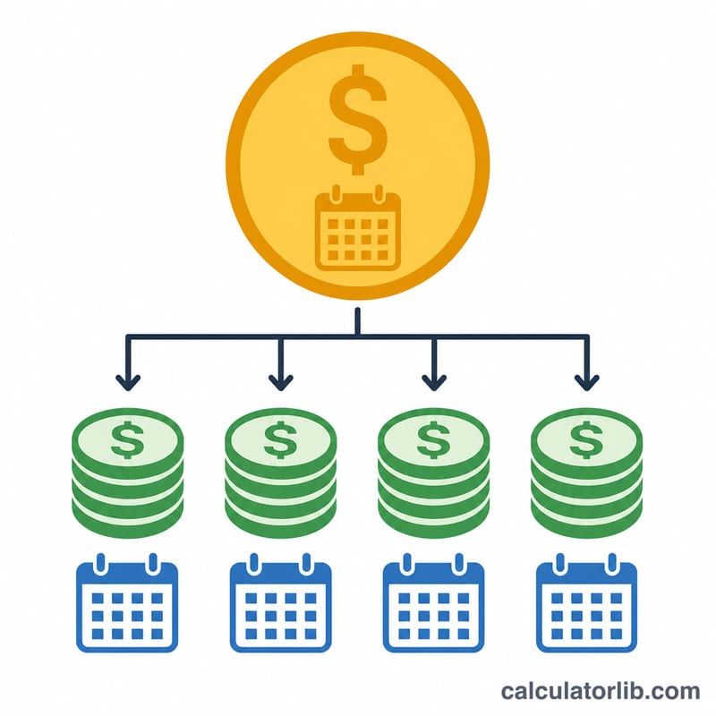 Annual contribution amount split into equal per-paycheck portions