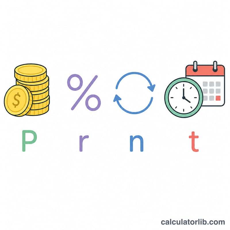 Diagram breaking down the compound interest formula variables