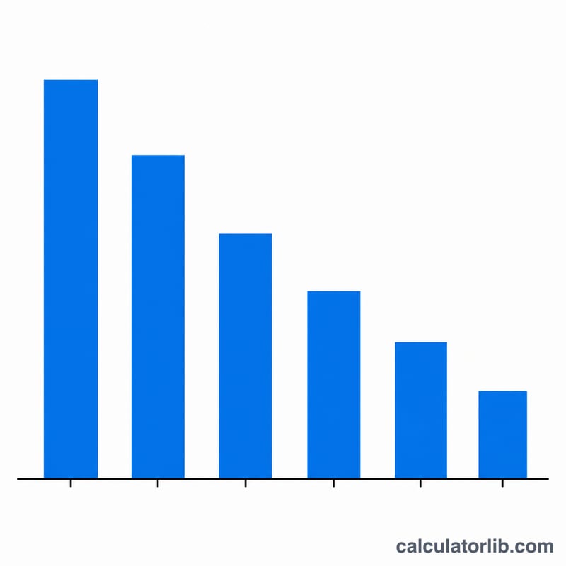 Bar chart of decreasing annual depreciation expense per year