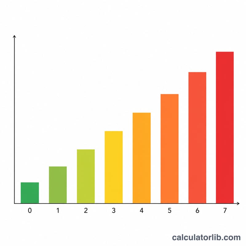 Bar chart showing rising adverse event risk as TIMI score increases from 0 to 7