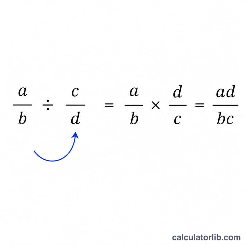 Dividing fractions by flipping the second fraction and multiplying