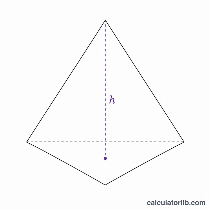 Tetrahedron with vertical height h from apex to base centroid