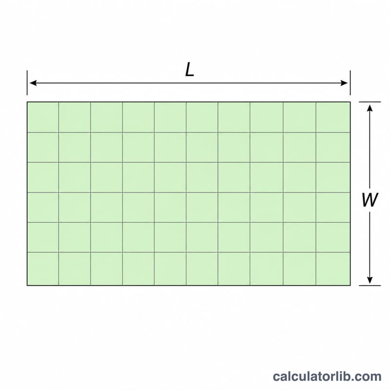 Rectangular field with example dimensions and grid squares