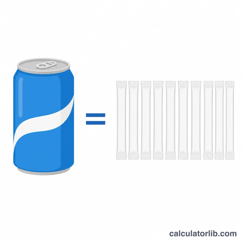 A soft drink can equated to a row of equal-sized 3 gram sugar sticks