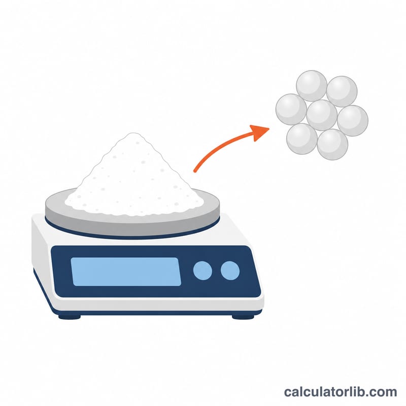 Balance weighing a substance converting to a group of molecules