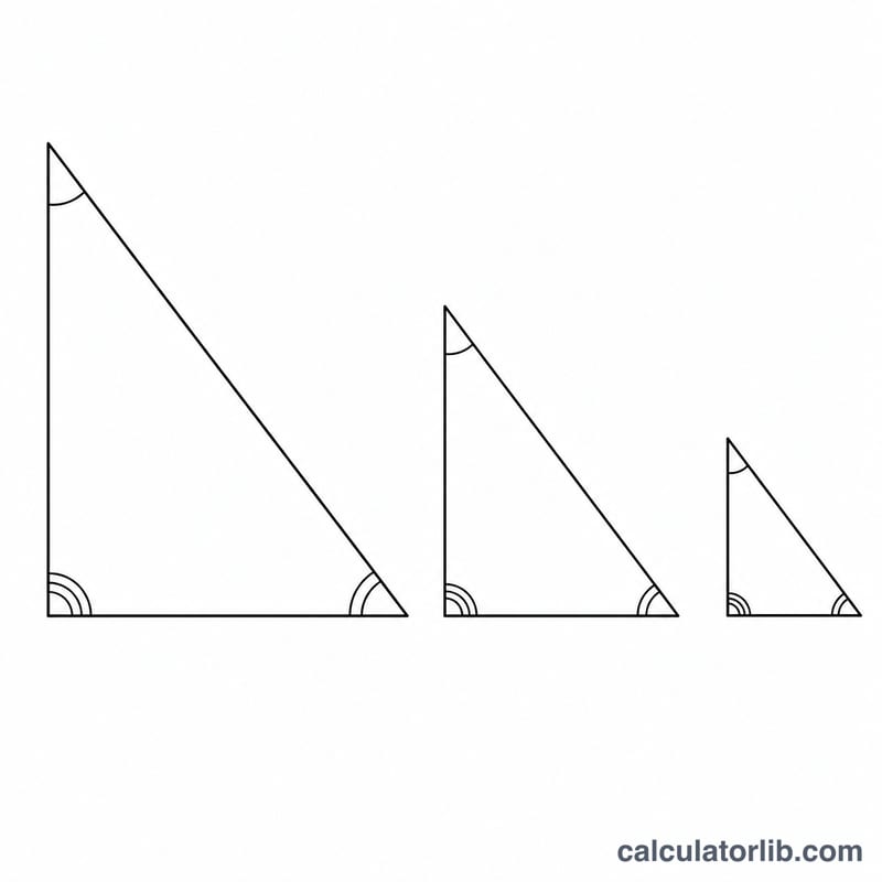 One right triangle split into two smaller triangles all similar in shape