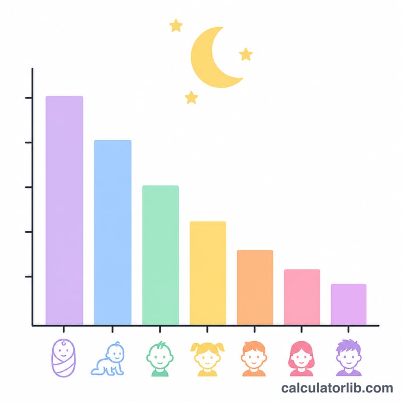 柱状图显示推荐睡眠时长随孩子年龄增长而减少