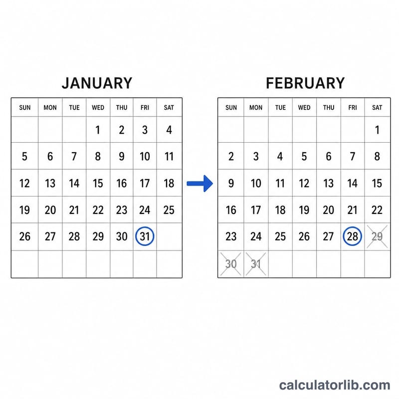 January 31 plus one month clamped to February 28