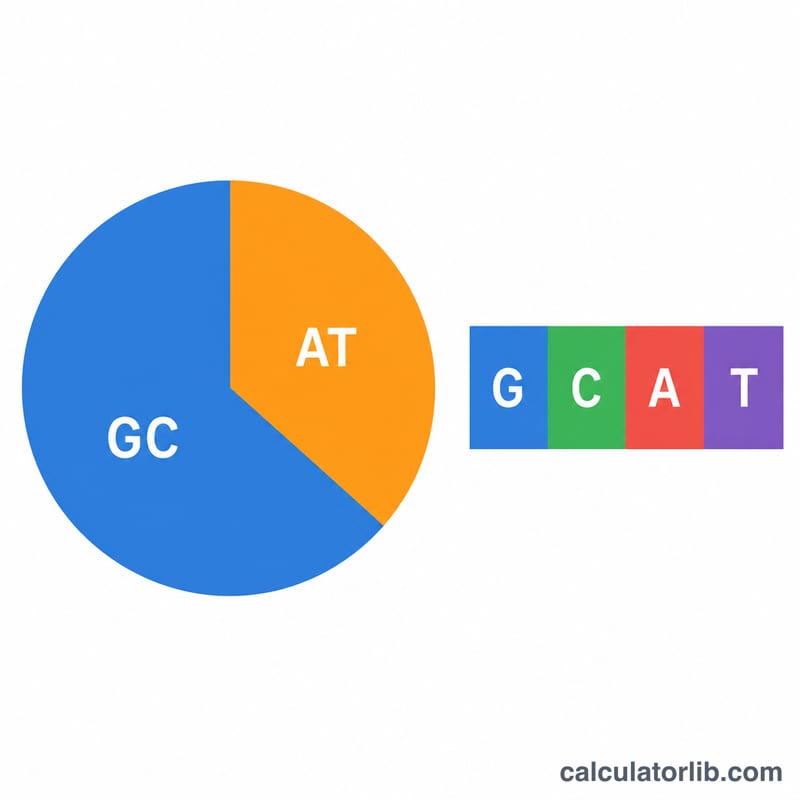 Pie chart showing proportion of GC bases versus AT bases