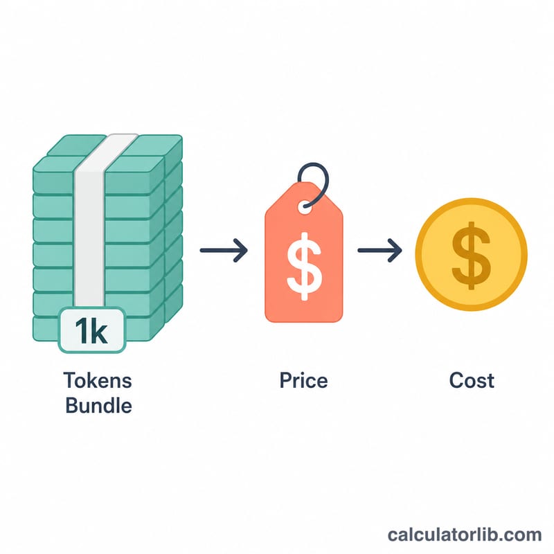 Tokens divided into groups of 1000 multiplied by a price to give cost