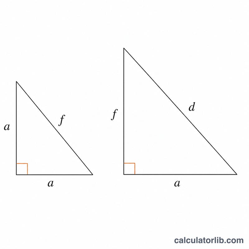 Diagram of cube face diagonal and space diagonal right triangles