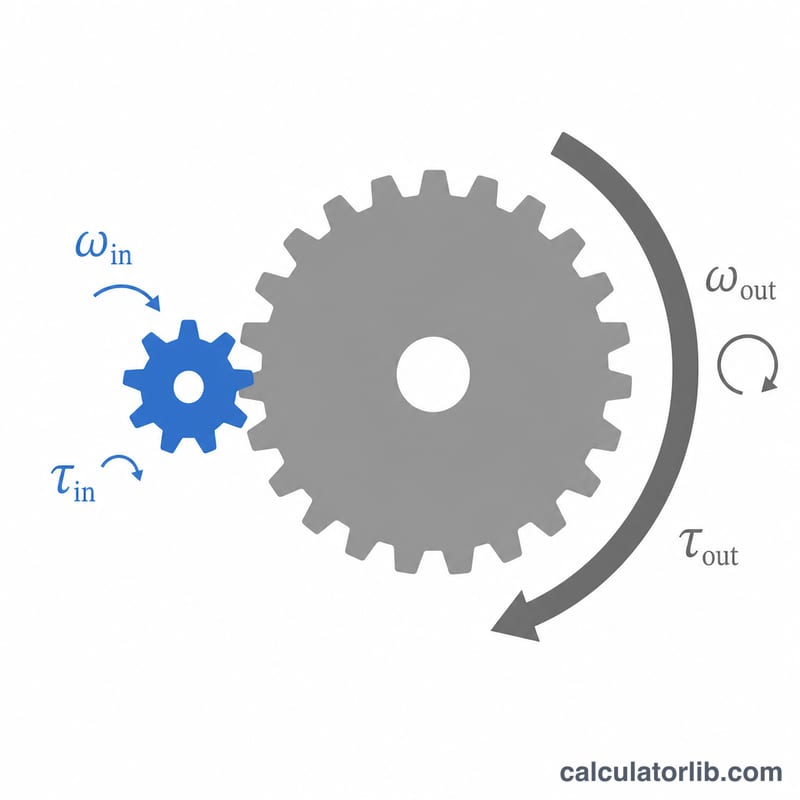 Diagram showing trade-off between torque and speed across the gear pair