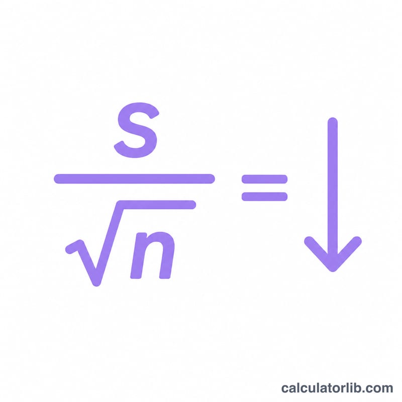 Diagram of standard error formula with s over square root of n