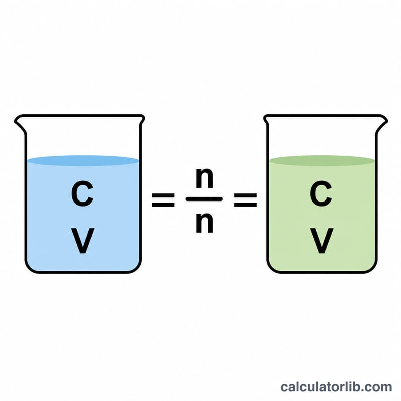 Flat diagram showing the titration formula relationship between titrant and analyte