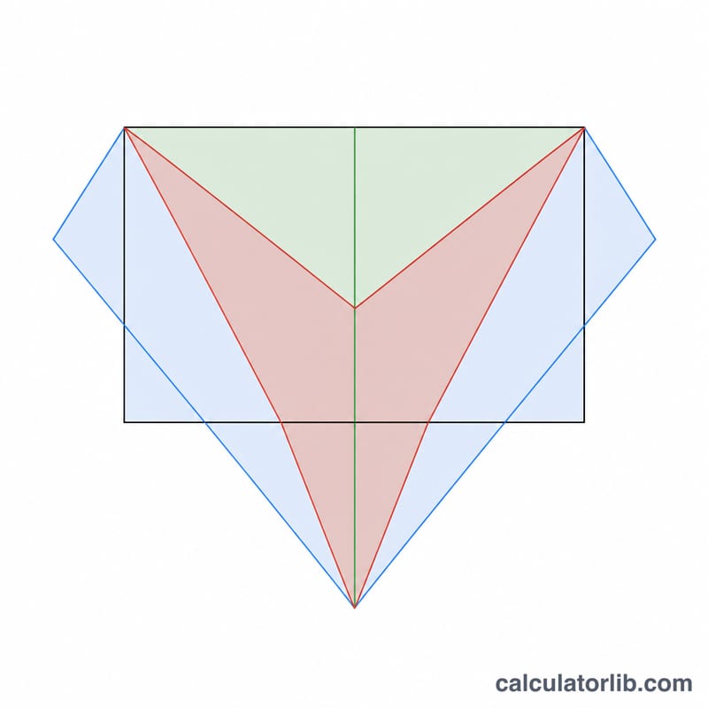 Three nested angle-of-view cones on a sensor rectangle showing horizontal, vertical and diagonal fields of view