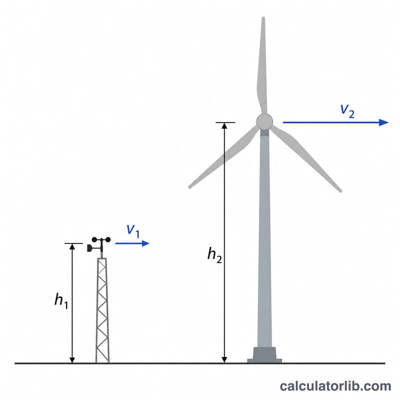 Measured wind at a low anemometer scaled up to a tall wind turbine hub height