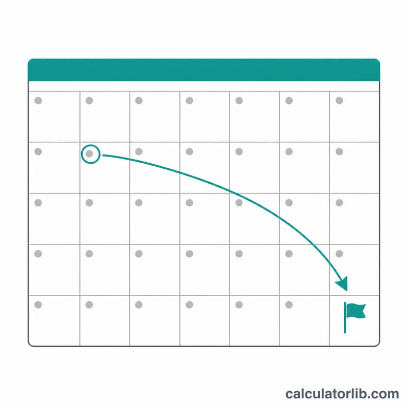 Calendario con una fecha de inicio marcada y el 1 de junio señalado, unidos por una flecha