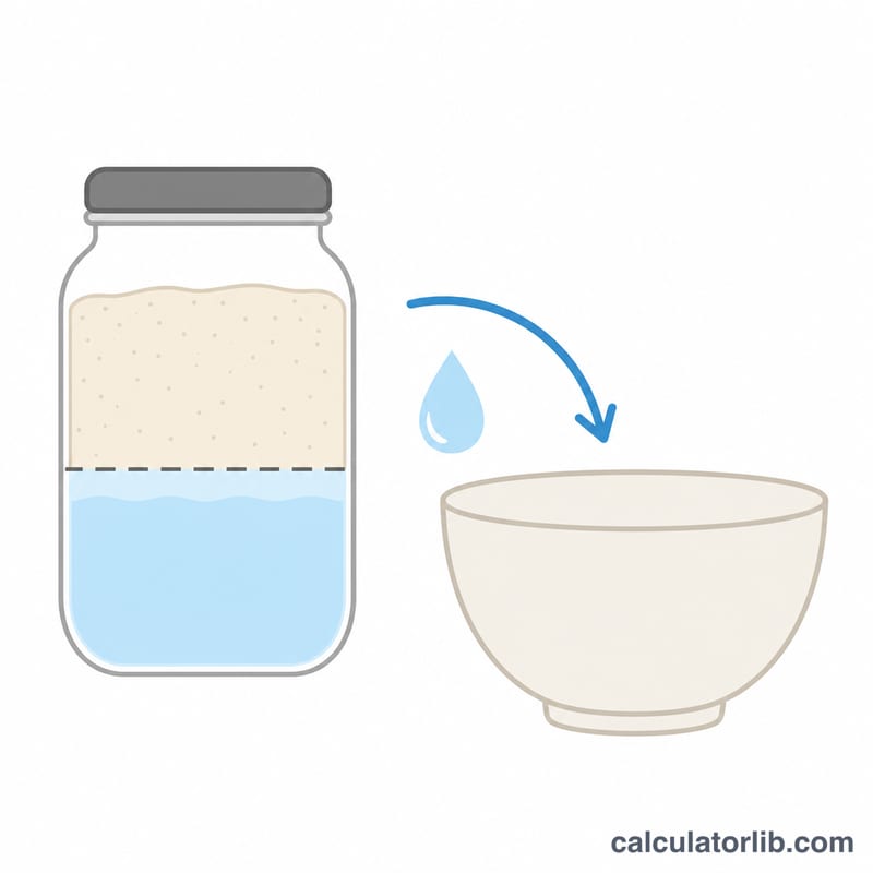 Diagrama que muestra el agua contenida dentro de una masa madre