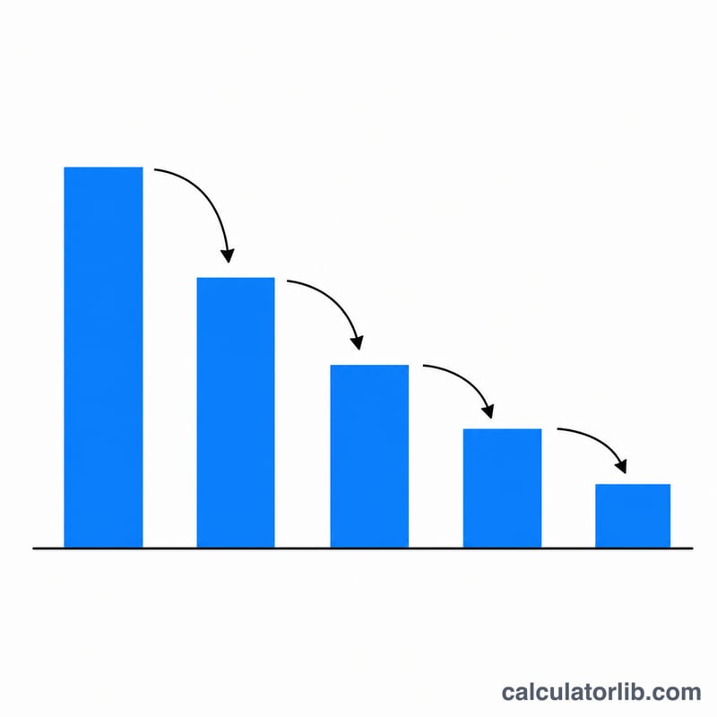 Bar chart of drug amount decreasing by half after each successive half-life