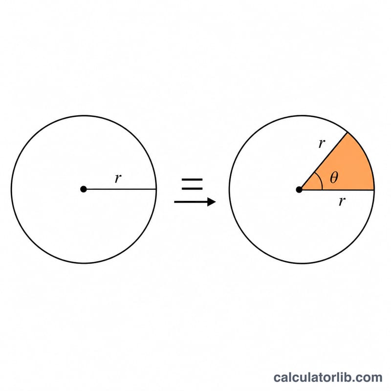 Sector area shown as a fraction of the whole circle