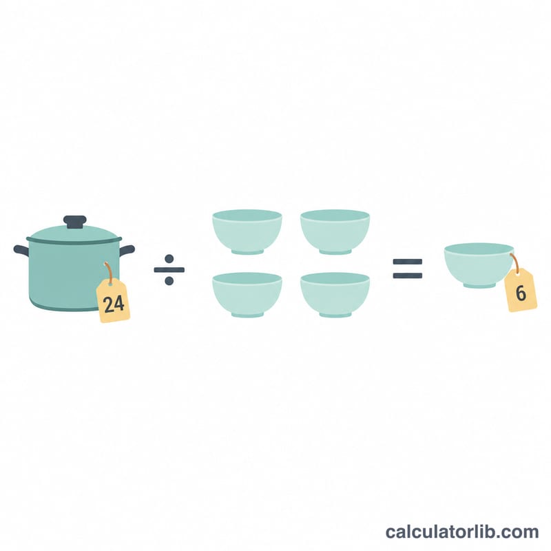 A pot cost split among four bowls giving the per-bowl cost