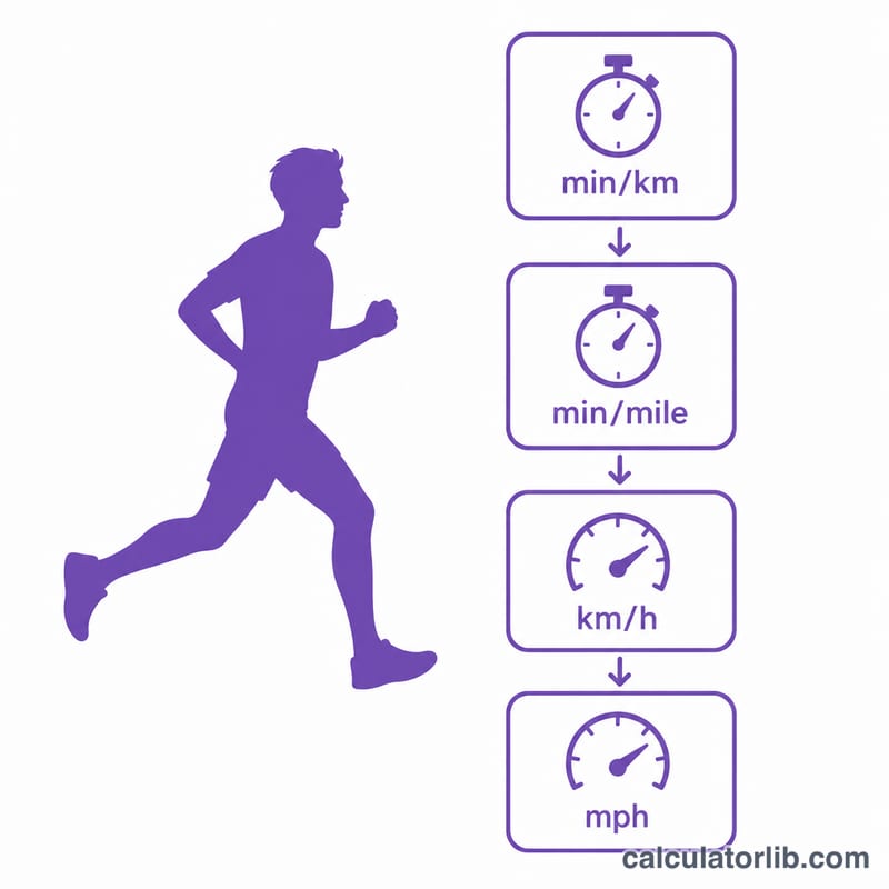 Conversion of half marathon pace into min/km, min/mile, km/h and mph