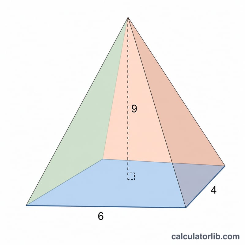 Worked example rectangular pyramid with numeric dimensions