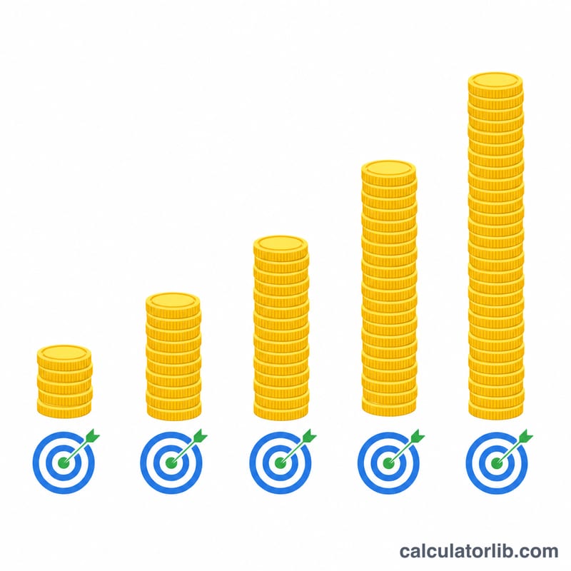 Bars of increasing height showing budget growing as target conversions increase